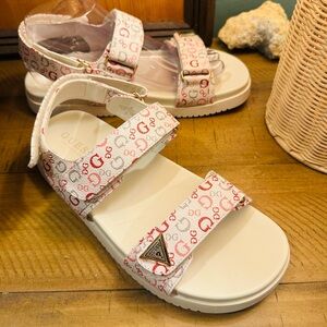 Guess Jimmee Straps Logo Velcro Ling Back Sandals Size 8M